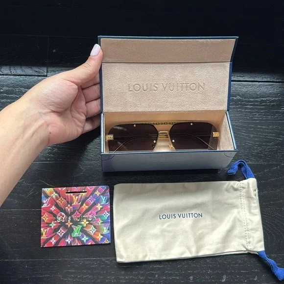 Louis Vuitton Ash 1.1 Millionaires Pilot Z1261W Gold Rimless Aviators - Picture 5 of 13